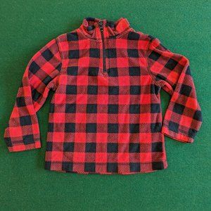 Okie Dokie Boy's Red and Black, Plaid Fleece 3/4 Zip 2T 💙